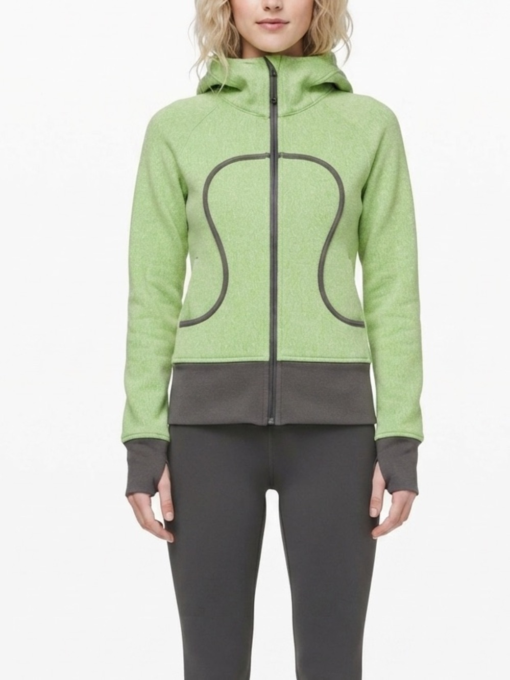 Lululemon Heathered Green and Grey Zip up Hoodie
